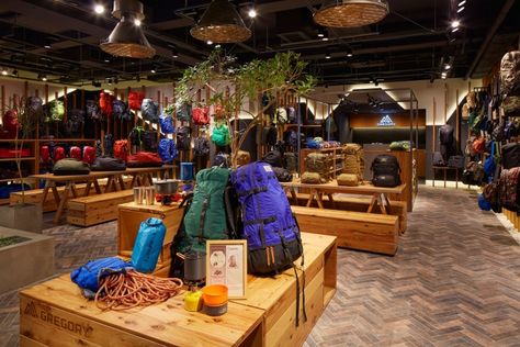 Hiking Store Design, Camping Store Design, Fishing Store Design, Outdoor Retail Store Design, Outdoor Store Design Retail, Outdoor Store Design, Store Visual Merchandising, Camp Store, Fashion Retail Interior