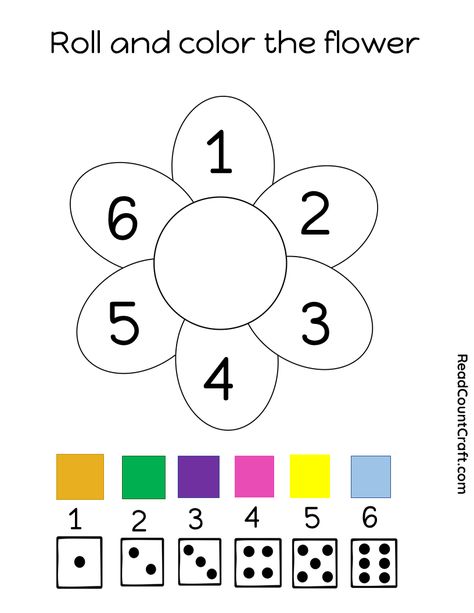 Roll and Color Preschool Math Game Flower Roll And Color Preschool Free Printable, Flower Free Printable, Color Preschool, Free Printable Preschool, Preschool Math Games, Camp Games, Flower Games, Summer Camp Games, Differentiated Learning