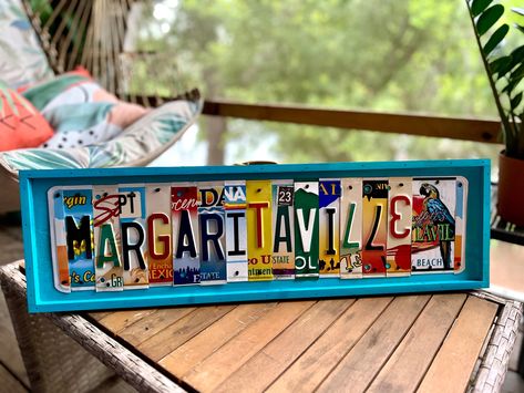 Margaritaville license plate sign, its 5 O'clock somewhere, key west, island life, tiki bar decor, housewarming gift, jimmy buffet, beach. by AlyssasWoodshop on Etsy Margaritaville Sign, Margaritaville Bar, Margaritaville Decor, Beach Style Decorating, Jimmy Buffet, License Plate Sign, Tiki Bar Decor, 5 O Clock Somewhere, Tropical Parrot