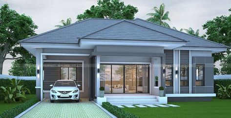 Kenya West, Modern Bungalow House Plans, Bedroom Bungalow, Pelan Rumah, House Concept, Southern Living House Plans, Basement House Plans, Modern Bungalow House, Southern House Plans