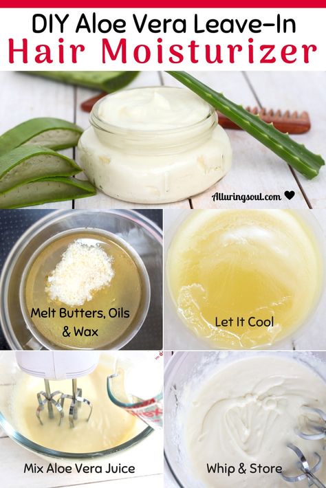 aloe vera leave-in hair moisturizer Diy Haircare, Hair Moisturizer, Natural Hair Moisturizer, Best Natural Hair Products, Natural Hair Diy, Diy Shampoo, Homemade Hair Products, Diy Hair Care, Hair Remedies