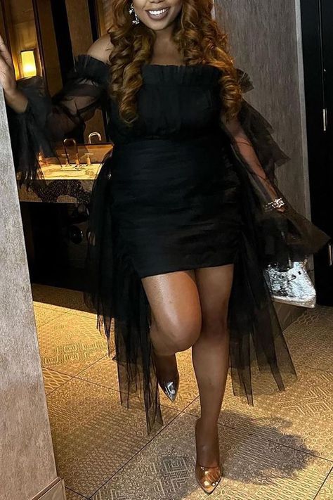 Xpluswear Plus Size Black Party Off The Shoulder Irregular Tulle Mini Dress PlusSizeSummerStyle #summervivibes #plussizefashionista #ootd #plussizequeen #plussize #summerfashion. https://whispers-in-the-wind.com/the-ultimate-plus-size-outfit-guide-summer-in-style/?684 Cocktail Masquerade Outfit, Plus Size Black Dresses For Party, Plus Size Semi Formal Outfits Wedding, Plus Birthday Outfit, Plus Size Going Out, Birthday Outfit Curvy Plus Size Women, Plus Size Party Dress Special Occasions, Plus Size Summer Wedding Guest Outfit, Black Dress Outfit Wedding