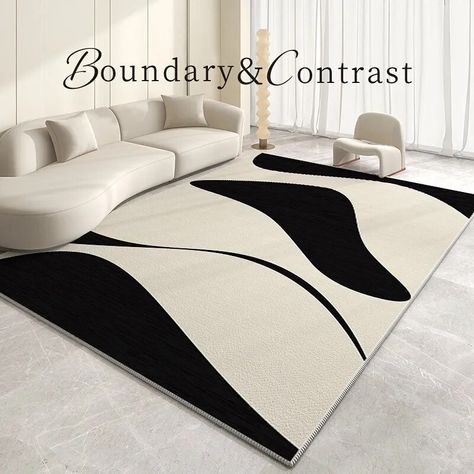 French Living Room, Large Modern Rugs, Cream Bedrooms, French Living Rooms, Modern Rugs Living Room, Black And White Living Room, Home Balcony, Minimalist Rugs, French Living