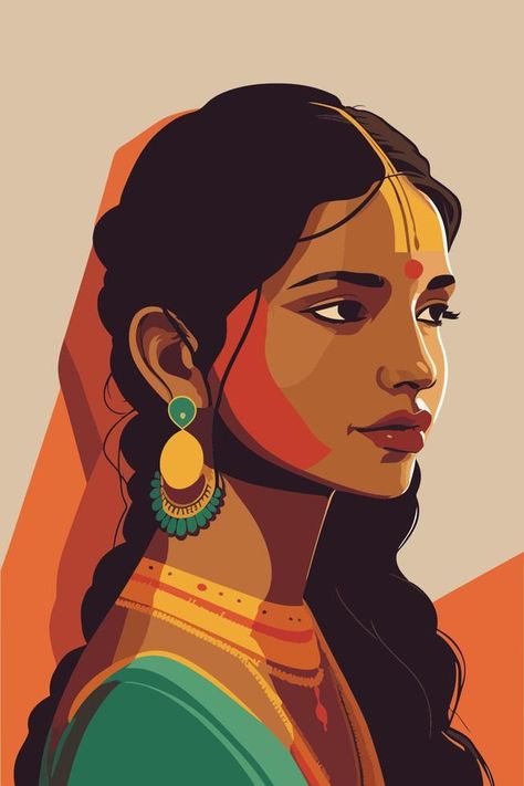 Indian Traditional Paintings, Dress Vector, Indian Women Painting, Indian Illustration, Indian Art Gallery, Woman Sketch, Hinduism Art, Indian Woman, Woman Illustration