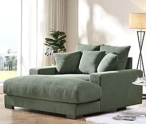 Lake House Decor Living Room, Green Chaise Lounge, Large Chaise, Comfortable Living Room Furniture, Corduroy Upholstery, Upholstered Chaise Lounge, Bedroom Seating Area, Bedroom Couch, Upholstered Chaise