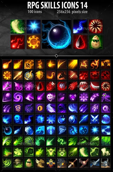 Fantasy Icon, Rpg Icons, Skill Icon, Game Icon Design, Magia Elemental, Ui Design Patterns, Super Powers Art, Minecraft Anime, Elemental Powers