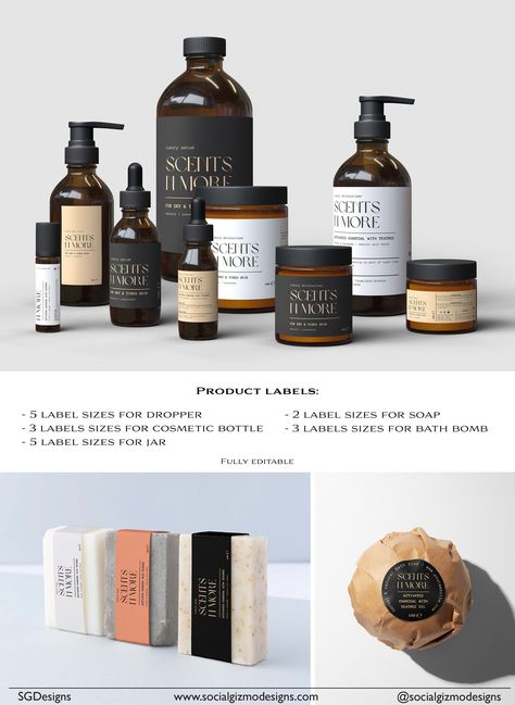 "DIY Branding Package for Skincare, Modern Body Product Business Branding Are you looking to brand your business at an affordable price? This premade branding package is a great solution! ☑️Get a professional and cohesive look ☑️Make your products look more appealing and premium ☑️Increase the value of your products ☑️Stand out from your competitors and make your brand look memorable. ☑️Save a lot of time by designing everything yourself You will have full control and freedom of the changes and Logos, Cosmetic Packaging Design Luxury Beauty Products, Beauty Packaging Design Luxury, Unique Label Design, Black Packaging Ideas, Lama Stickers, Body Care Packaging, Beauty Packaging Design, Luxury Skincare Packaging