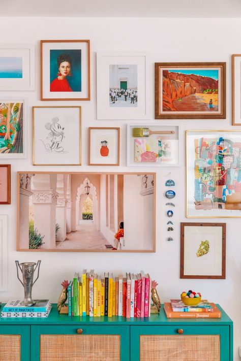 How To Make A Gallery Wall (Selecting, Arranging + Layout Ideas!) Family Art Wall, Art Studio Wall Decor, Family Art Studio, Gallery Wall Photos And Art, Frame Art Ideas, Photo Art Wall, Wall Of Art, Wall Charm, Office Gallery Wall