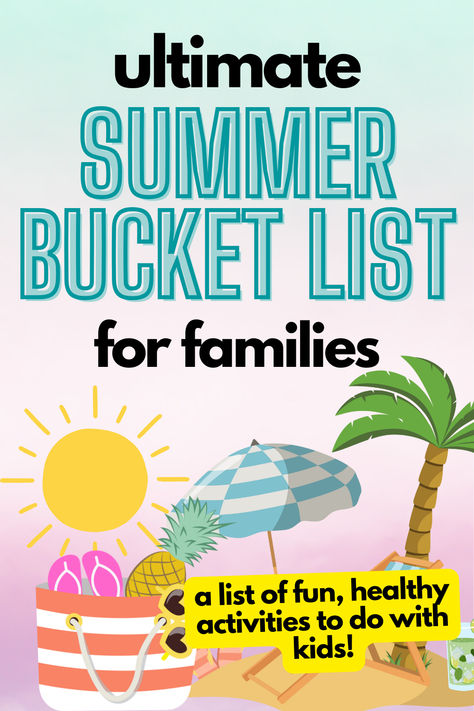 Looking for fun summer activity ideas for kids? If you want healthy things to do as a family, take a look at this list! (The ultimate summer bucket list for families!) Bucket List Summer Kids, Kids Bucket List Summer, Summer Bucket List Ideas For Kids, Kid Summer Bucket List, Free Things To Do With Kids, Summer To Do List For Kids, Things To Do With Kids In Summer, Summer Things To Do With Kids, Summer Bucket List Kids