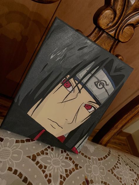 Naruto anime - Itachi Uchiha Naruto Small Drawings, Itachi Uchiha Painting Easy, Itachi Uchiha Acrylic Painting, Naruto Art Painting, Naruto Inspired Painting, Sasuke Painting Canvas, Itachi Uchiha Canvas Painting, Anime Canvas Drawing, Itachi Uchiha Painting On Canvas