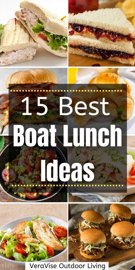 When planning for a boating trip, the last thing you want to worry about is what to eat. But if homemade fare is what you love, then make sure to check out these boat lunch ideas that you can make ahead of time. Lunch Ideas For Cabin Trip, Lake Meals Easy, Lake Lunch Food, Easy Food For Lake Days, Dinner On The Boat Ideas, Boat Lunches Ideas, Boat Meals Dinners, Good Food For Boating, Boat Brunch Ideas