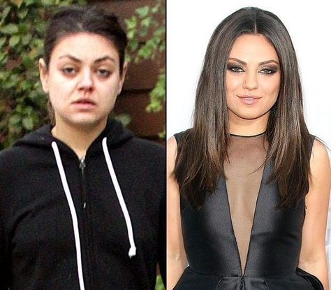 20 Shocking Photos of Celebs Without Makeup Mila Kunis, Kelly Osbourne, Celebs Without Makeup, Makeup Before And After, Makeup Humor, Celebrities Before And After, Faith Hill, Sharon Stone, Without Makeup