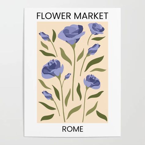 Flower Market Rome Poster Flower Market Rome, Flower Market Posters, Rome Poster, Flower Market Art, Rome Art Print, Printable Wall Collage, Rome Art, Flower Market Print, Modern Wall Art Prints