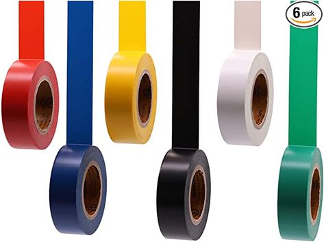 SoundOriginal Electrical Tape Colors 6 Pack 3/4-Inch by 30 Feet, Voltage Level 600V Dustproof, Adhesive for General Home Vehicle Auto Car Power Circuit Wiring Multicolor(30Ft MUL) - - Amazon.com Tape Organizer, Concrete Cover, Professional Electrician, Sonic Electric, Electrical Work, Aquarium Lighting, Electrical Tape, Sun And Water, Pvc Vinyl