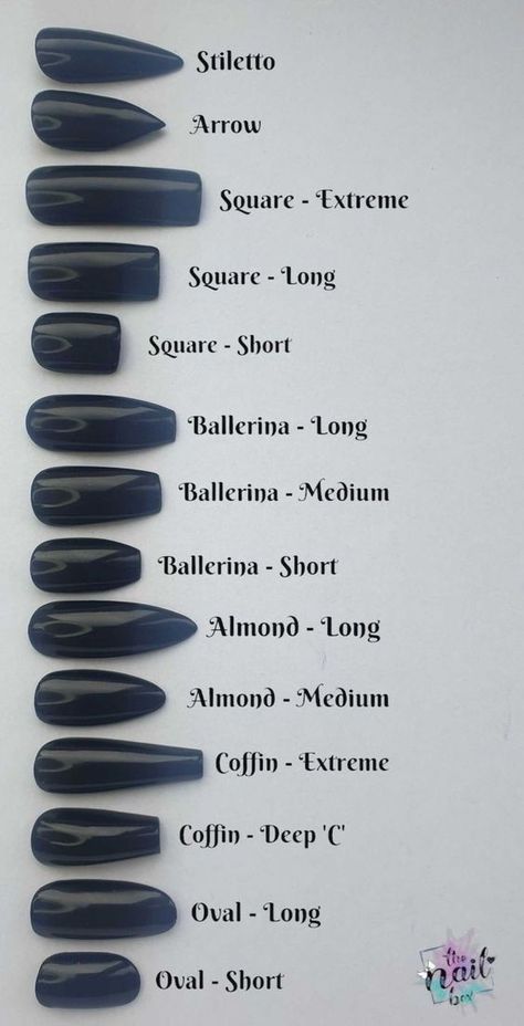 3771.Don't miss out on the latest nail trends! Click link for all the juicy details! #nails #nailtools #nailtrend Nail Shape Chart, Types Of Nails Shapes, Business Nails, Acrylic Nail Shapes, Latest Nail Trends, Short Acrylic, Coffin Shape Nails, Nagel Inspo, Nail Forms