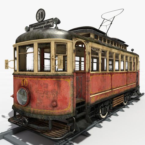 Old Tram 3D Model #AD ,#Tram#Model Fantasy Train, Old Steam Train, Old Train, Old Trains, Vintage Train, Street Cars, Steam Trains, Vehicle Design, Cute Cars