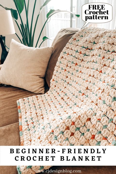 Chunky Crochet Blanket Pattern, Crochet Throw Pattern, Chunky Crochet Blanket, Crochet Blanket Designs, Crochet Simple, Chunky Blanket, Beginner Crochet Projects, Manta Crochet, Crochet Diy