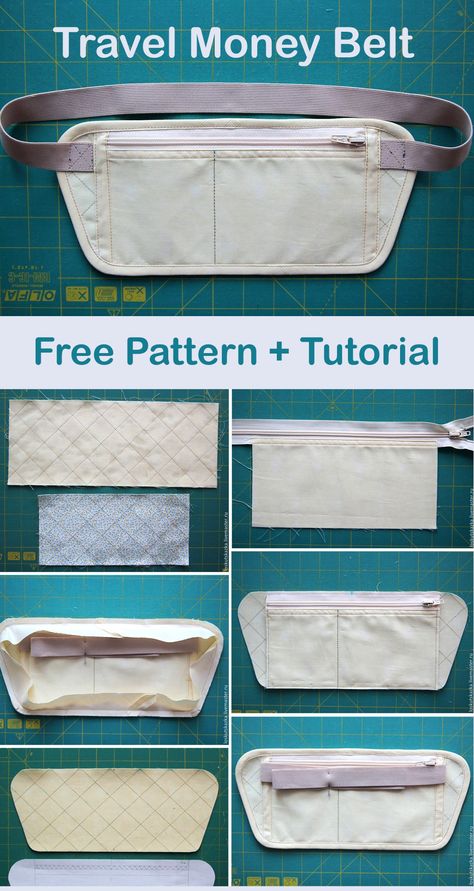 Money Pouch Diy, Hip Bag Pattern Free, Travel Pouch Diy, Belt Bag Diy, Diy Belt Bag, Waist Bag Pattern, Hip Bag Pattern, Belt Bag Pattern, Bag Free Sewing Pattern