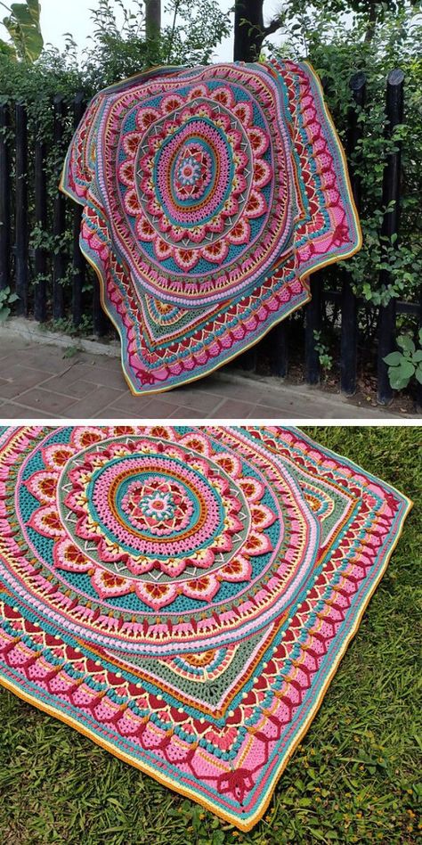 All NEW Crochet Blanket CALs 2023 1001 Crochet Free Patterns, Crochet Afghan In The Round, Intricate Crochet Blanket Patterns, Mandela Crochet Blanket, Crochet Blanket Patterns Mandala, Mandala Crochet Square, Mandala Crochet Blanket Pattern, Free Crochet Mandala Blanket Pattern, Crochet Blanket Mandala