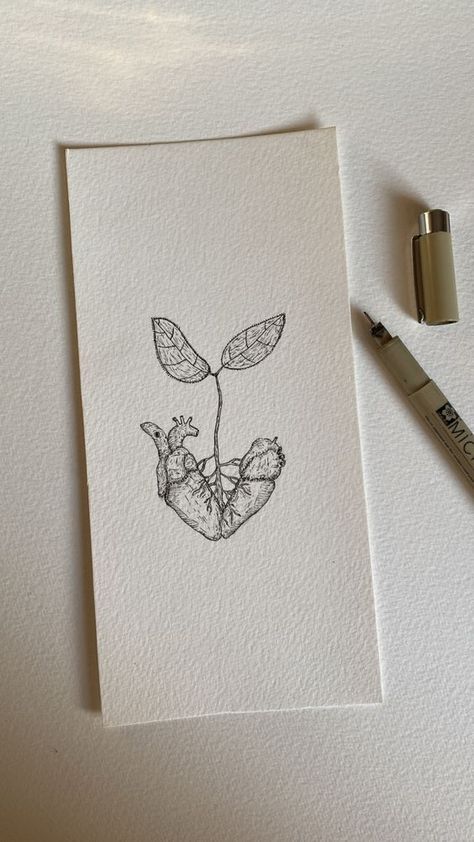 Croquis, Heart Plant Drawing, Teacher Tattoos, Heart Plant, Back Of Shoulder Tattoo, Minimalist Tattoo Ideas, Self Love Tattoo, Coffee Tattoos, Flash Tattoo Designs