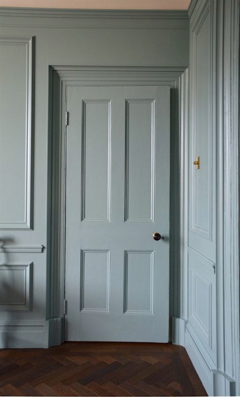 Egads! My husband Won’t Let Me Change The Blue Trim Color! Farrow And Ball Blue Gray, Breakfast Room Green, Blue Grey Walls, Blue Gray Paint, Grey Doors, Farrow And Ball Paint, Blue Paint Colors, Farrow And Ball, Wall Trim