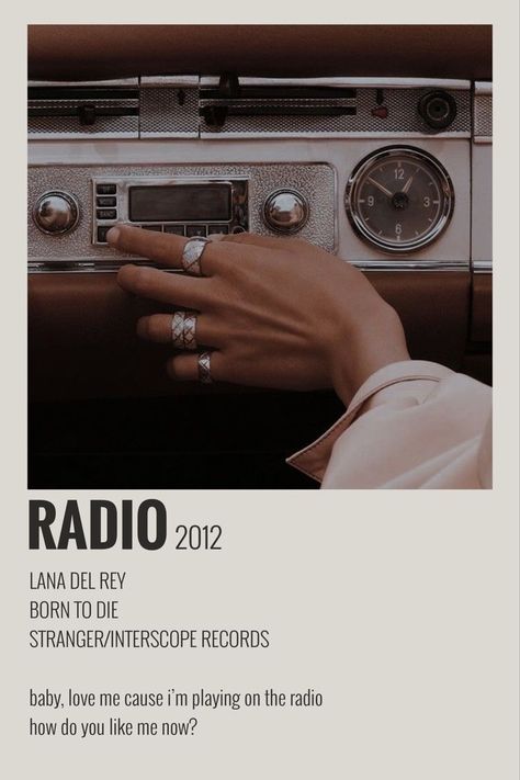 Lana Del Rey, Maren Morris Aesthetic, Henry Morris, Lana Del Rey Radio, Taylor Swift Discography, Minimalist Polaroid Poster, Radio Song, Minimalist Music, Song Art