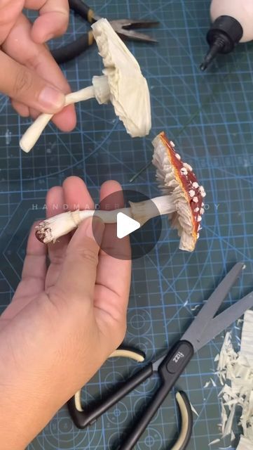 Joy | Paper Artist + DIY on Instagram: "Sharing how I constructed a mushroom out of crepe paper 🍄 #handmadebloomsbyjoy #paperflowers #paperplants #mushroom #paperart #paperartist #themakingof #diy #creativeprocess" Fairy House Crafts, Unique Garden Decor, Wafer Paper Flowers, Mushroom Crafts, 4th July Crafts, Fairy House Diy, Wood Art Projects, Paper Plants, Pinterest Diy Crafts