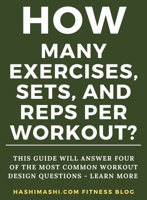 How Many Exercises, Sets, and Reps Per Workout Should You Do? 

While there is nothing wrong with following a strength training program written by someone else, you’ll probably get better results if you write your own. Writing your own workouts means that you can create programs that address your wants, needs, preferences, and goals.

This guide will answer four of the most common workout design questions - learn more! How Many Exercises In A Workout, Super Set Workouts, Split Workout Routine, Split Workout, Sets And Reps, Dumbbell Workouts, Strength Training Guide, Weight Training Routine, Home Workout Men
