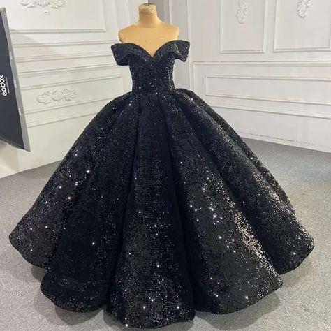 Black Quince Dress, Prom Dresses Shiny, Quincenera Dress, Black Quince Dresses, Black Glitter Dress, Black Quinceanera, Quinceanera Dresses Black, Black Quinceanera Dresses, Xv Dresses