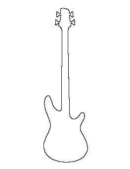 Bass Guitar Drawing, Paper Guitar, Guitar Template, Guitar Doodle, Guitar Outline, Bass Guitar Art, Printable Outline, Guitar Cake, Free Stencils Printables