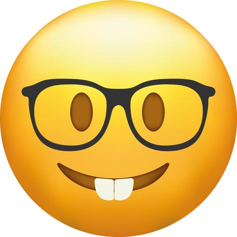 Nerd emoji. Emoticon with transparent glasses, funny yellow face with black-rimmed eyeglasses. Nerd Face Emoji, Yellow Emoji Reaction Pic, Emoji Reaction, Nerd Emoji, Yellow Emoji, Glasses Funny, Transparent Glasses, Nerd Glasses, Funny Glasses