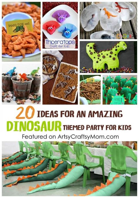 Food For Dinosaur Themed Party, Dinosaur Themed Food, Dinosaur Party Activities, Space Birthday Party Ideas, Dinosaur Kids Party, Dinosaur Birthday Party Food, Dinasour Birthday, Dinosaur Party Food, Dinosaur Party Games