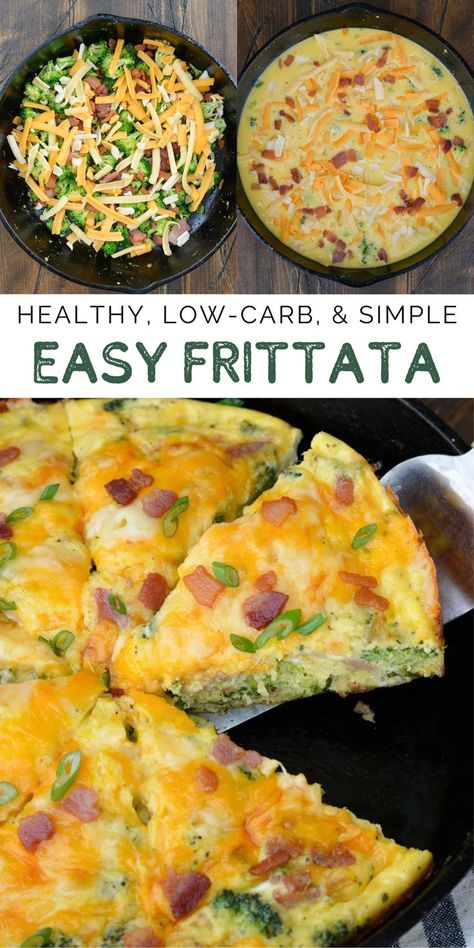 This Easy Frittata Recipe is packed with bacon, broccoli and cheddar cheese! Perfect for meal prep, brunch or a delicious weekend dinner. This low-carb recipe is naturally keto-friendly, gluten-free, and nut-free. Skip the crusty quiche and make this frittata for Easter, brunch, or your next get-together! Quick Healthy Breakfast Low Carb, Quiche, Keto Friendly Brunch Ideas, Keto Egg Dishes For Dinner, Easy Breakfast Prep Ideas, Healthy Breakfast Recipes Easy Low Carb, Egg Main Dishes Dinners, Low Carb Brunch Ideas, Cabbage Frittata