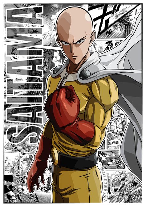 Digital illustration of Saitama for printed & framed poster. Buy yours directly from artist on Instagram @art.khale One Punch Man Poster Hd, One Punch Man Artwork, Saitama Official Art, One Punch Man Posters, Saitama One Punch Man Fanart, Saitama Workout Routine, Saitama Wallpapers 4k, Saitama Manga Art, One Punch Man Genos Wallpaper