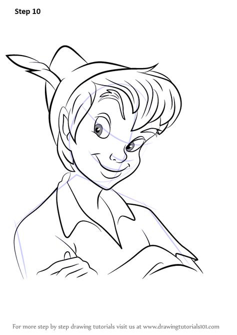 How To Draw Peter Pan, Peter Pan Drawing Ideas, Peter Pan Drawing Easy, Peter Pan Drawing Sketches, How To Draw Disney Characters, Peter Pan Sketch, Peter Pan Cartoon, Pan Drawing, Peter Pan Drawing