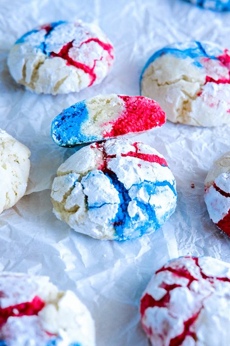 4th Of July Crinkle Cookies, Forth Of July Party Food, 4th Of July Pinwheel Cookies, 4th Of July Sprinkle Cookies, 4th Of July Snacks And Desserts, Forth Of July Cookie, July 4th Desert Ideas, July Forth Desserts, 4th Of July Food Camping