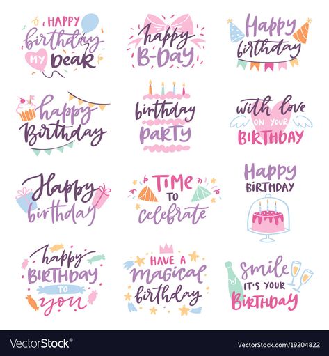 Happy birthday quote anniversary text sign Vector Image Anniversary Text, Happy Anniversary Lettering, Happy Birthday Quote, Happy Birthday Friendship, Happy Birthday Logo, Happy Birthday Calligraphy, Anniversary Letter, Happy Birthday For Her, Happy Birthday Typography