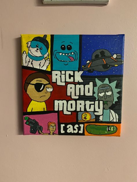 Danny Phantom Painting Canvas, Adventure Time Painting Canvases, Rick And Morty Art Canvas, Movie Paintings Ideas, Cartoon Paintings Easy Canvas, Cartoon Characters Paintings, Futurama Painting, Character Painting Ideas, 90s Painting Ideas