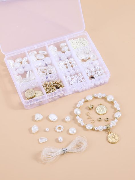 White    Plastic  Jewelry Making Kit Embellished   Jewelry Jewelry Making Set, Diy Beaded Jewelry, Bead Diy Jewelry, Beads Kit, Bracelet Making Kit, Jewelry Kit, Diy Jewelry Kit, Bead Diy, Kids Accessories Jewelry