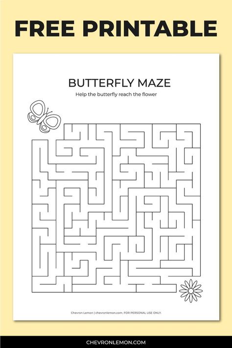 Free printable butterfly maze Activity Pages For Kids Free Printables, Butterfly Games, Butterfly Lessons, Mazes For Kids Printable, Butterflies Activities, Printable Butterfly, Free Printable Puzzles, Printable Mazes, Printable Games For Kids