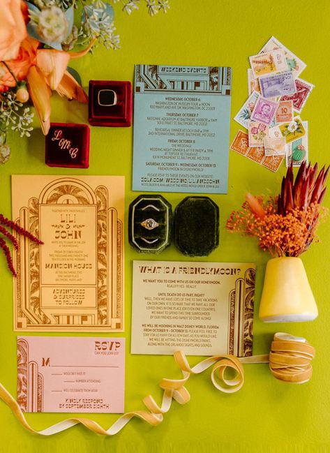 Wes Anderson Wedding, Wes Anderson Inspired, Wes Anderson Aesthetic, Wes Anderson Style, Safari Wedding, Zoo Wedding, Orange Retro, Green Bar, Color Explosion