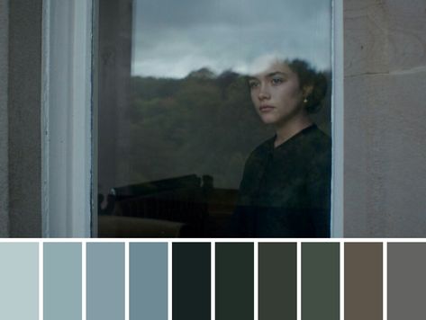 Color Theory Film, Unsaturated Color Palette, Grey Cinematography, Film Stills Cinematography Color Palettes, Mystic River Movie, Desaturated Color Palette, Cinematic Color Palette, Film Color Palette, Lady Macbeth 2016