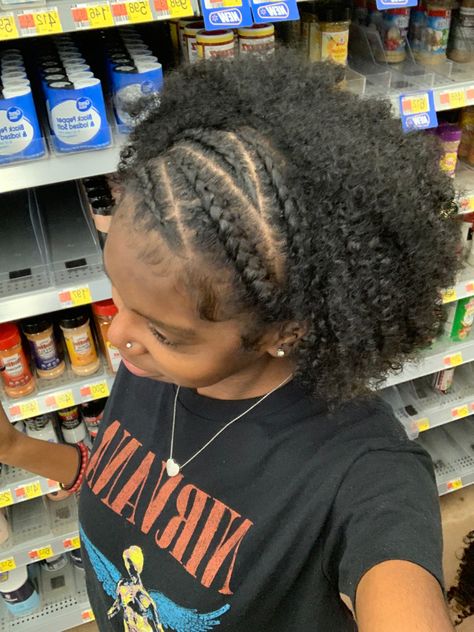 4 Braids In The Front With Hair Down, Cute Braids Natural Hair, Cute Natural Hairstyles For Black Women Real Hair, Braid Hairstyle Natural Hair, Hair Styles Natural Hair Black 4c, Zig Zag Braids With Curly Hair, Hairstyle With Natural Hair Black, Natrual Black Girls Hairstyles Curly, Haïr Style Natural Hair