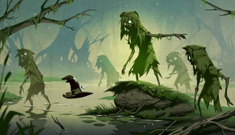 Marcel Hampel, Fey Wanderer, Fantasy Moodboard, Swamp Creature, Bg Design, Fantasy Forest, Forest Creatures, Fantasy Concept Art, Creature Concept Art