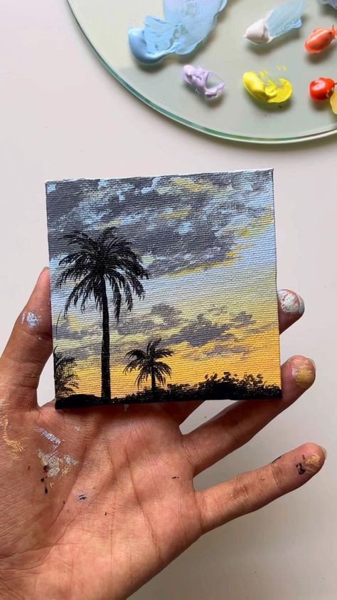 Small Canvas Paintings, Canvas Painting Ideas, Canvas Painting Tutorials, Soyut Sanat Tabloları, Fotografi Alam Semula Jadi, Seni Cat Air, Canvas Painting Designs, Landscape Art Painting, Abstract Art Painting Diy