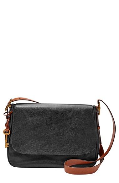 Exterior Details, Brown Crossbody, Leather Handbags Crossbody, Crossbody Messenger Bag, Fossil Bags, Across Body Bag, Leather Crossbody Purse, Black Hardware, Womens Purses