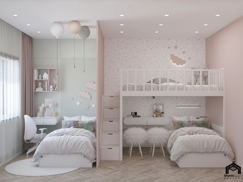 children bedroom on Behance Simple Bedroom Ideas For Two Sisters, Room Decor For 3 Sisters, Two Sister Room Ideas, Bedrooms For 3 Sisters, Cute Bedroom Ideas For Two Sisters, Bed Rooms Ideas For Two Sisters, Bedroom Ideas For Three Sisters, Three Sisters Bedroom, One Bedroom For Two People