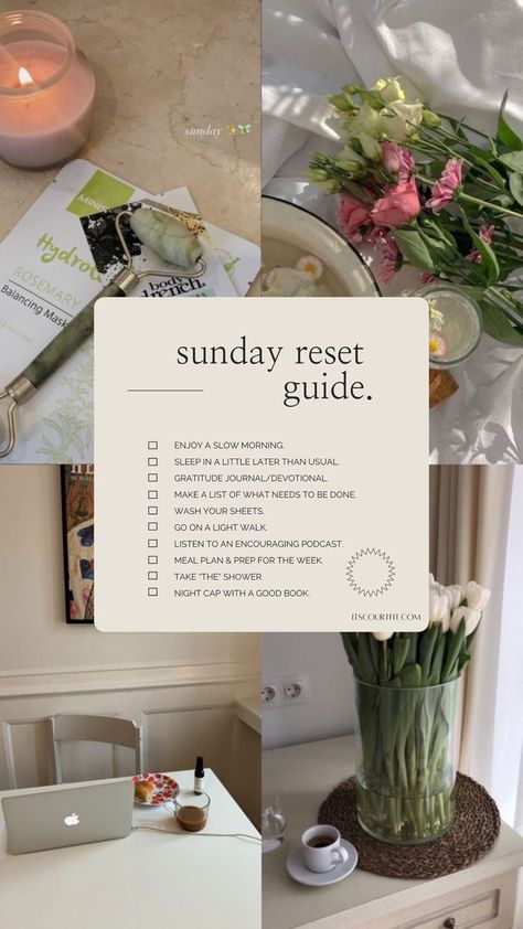 Self Care Photo Instagram, Things To Do In Morning Routine, Sunday Care Routine, Tuesday Self Care, Sunday Reset Self Care, Reset Days Aesthetic, Unique Exercises Ideas, Reset Sunday Quotes, Dont Spend Another Year Doing The Same Shi