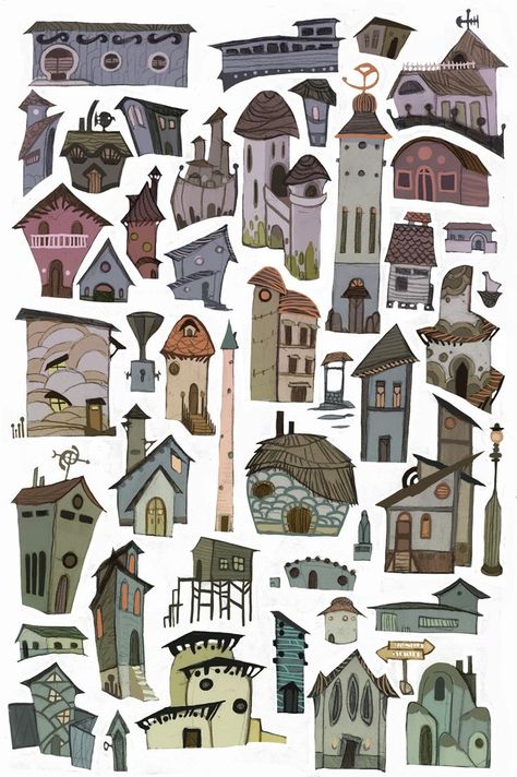 Comic House Drawing, Library Character Design, Concept House Art, Library Background Drawing, Background Character Design, Illustration Art Building, How To Draw Buildings Digital, Building Reference Drawing, House Drawing Reference