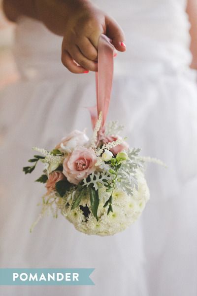 A Pomander bouquet is perfect for the flower girl: http://www.stylemepretty.com/2015/05/03/wedding-bouquet-styles-101/ Ballroom Wedding, Pomander Balls, Flower Girl Bouquet, Flower Girl Baskets, Diy Wedding Flowers, Flower Ball, Wedding Flower Girl, Bridesmaid Flowers, Bride Bouquets